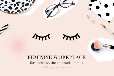 Feminine workplace mockup