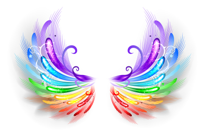 Rainbow Wings on a White Background
