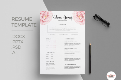Elegant floral CV and Cover Letter template 