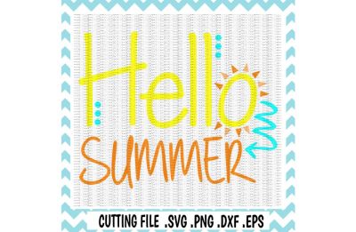 Summer Svg, Hello Summer, Sunshine, Svg, Png, Dxf, Eps, Cutting Files for Cameo/ Cricut. Instant Download.