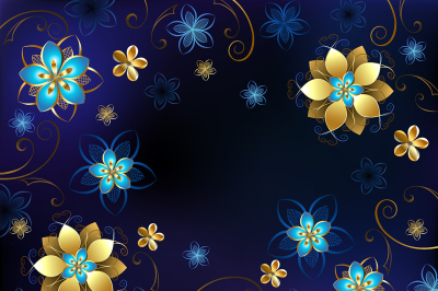 Blue Background with Flowers