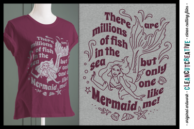 ONLY ONE MERMAID LIKE ME! - SVG DXF EPS PNG - Cricut &amp; Silhouette - clean cutting files