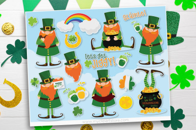 St. Patrick&#039;s Day Clipart, Leprechaun Clipart, Vector, Sublimation, SV