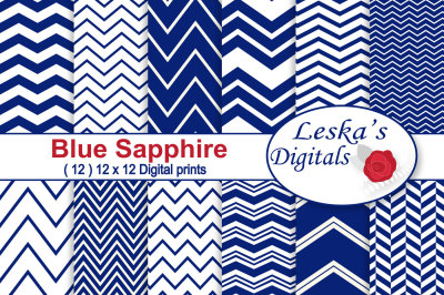 Blue Sapphire Digital Paper Chevrons