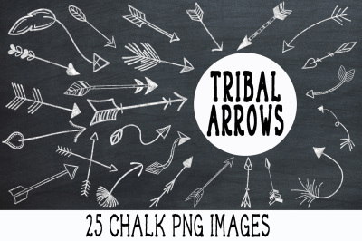 Chalk Tribal Arrows Clip Art - 25 PNG Files