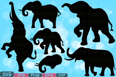 Elephant SVG Mascot Jungle Animal Safari Monogram Cutting Files SVG family Decor wild Silhouette school Clipart eps png dxf jpg zoo 384S