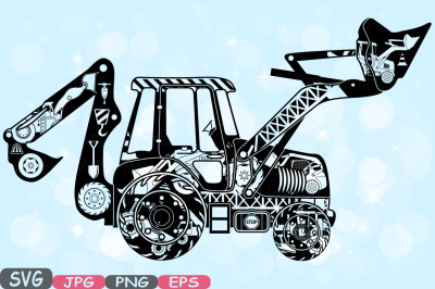 Digger Excavator Silhouette SVG file Cutting files stickers builders WORK school Construction Site Clipart Building Machine Bulldozer -562S