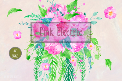 Watercolor Clip Art Pink Electric