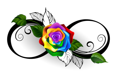 Infinity Symbol with Rainbow Rose ( Tattoo )