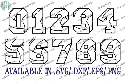 Volleyball Numbers - SVG, DXF, EPS Digital Cut Files