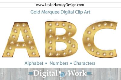 Gold Marquee Digital Clip Art