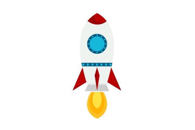 rocket fly in the space icon
