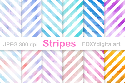 Watercolour Stripes Digital Papers Scrapbook