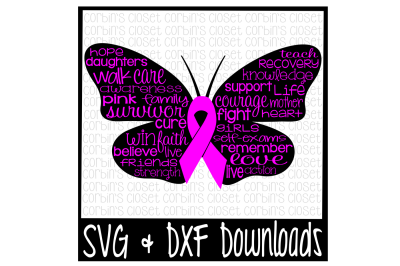 Cancer Awareness SVG * Breast Cancer Butterfly Cut File