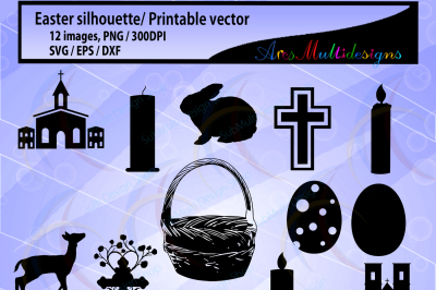Easter silhouette clipart / vector