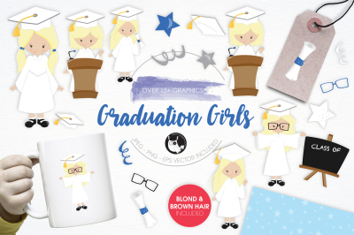 Graduation Girls graphics and illustrations