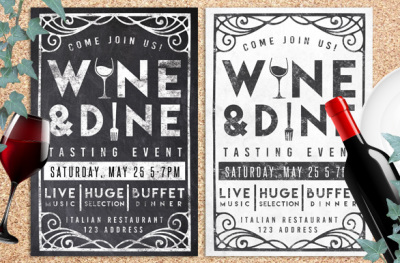Wine & Dine Event Chalk Flyer Invite