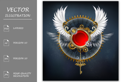 Red Banner with White Wings ( Steampunk )