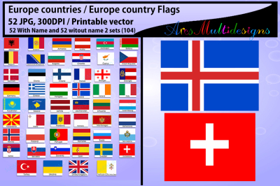 Europe country Flags digital flag PNG printable