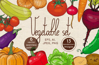 Vector set of hand drawn vegetables
