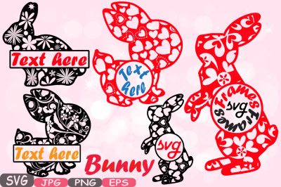 Split &amp; Circle Easter bunny Flowers and hearts Silhouette SVG Cutting Files FARM clipart Monogram rabbit t shirt bunny ears clip art -637S