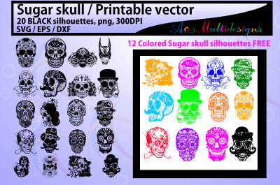 sugar skull silhouette clipart svg illustration