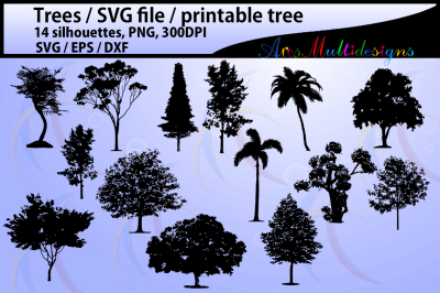 Tree elements SVG EPS vector