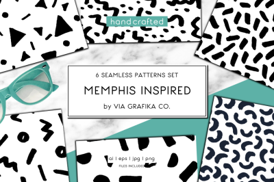 Memphis Inspired Seamless Patterns