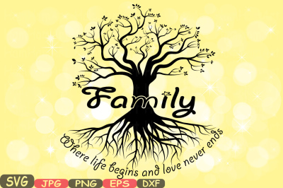 Family SVG Word Art family quote clip art silhouette Family Is Where Life Begins and Love Never Ends png jpg eps family love -419s