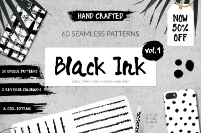 50% Off 60 Seamless Ink Patterns Set
