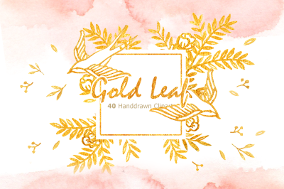 Gold Leaf Watercolor clipart