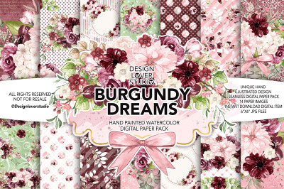 Watercolor BURGUNDY DREAMS DP