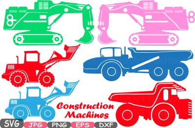 Color Construction Machines Cutting Files SVG Silhouette builders toy toys WORK school Cars Monogram eps png dxf jpg Vinyl Clipart Old -320S