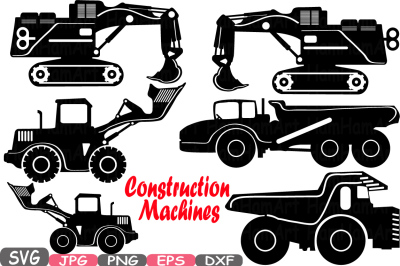 Construction Machines Cutting Files SVG Silhouette builders toy toys WORK school Cars Monogram eps png dxf jpg Vinyl Retro Clipart Old -321S