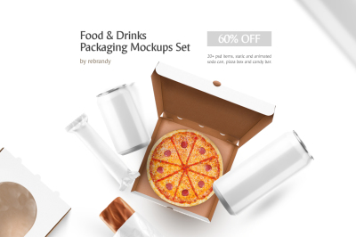 Food &amp; Drinks Packaging Mockup Set