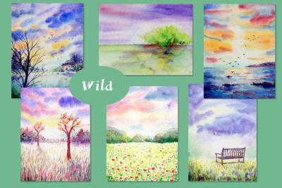 Watercolor Nature Background Wild