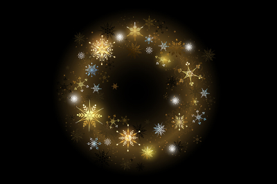 Golden Snowflakes on a Black Background