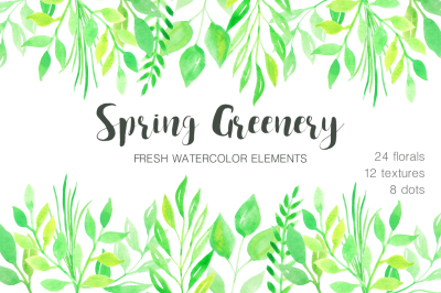 Watercolor Green Spring Set