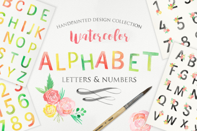 Watercolor Alphabet and Numbers