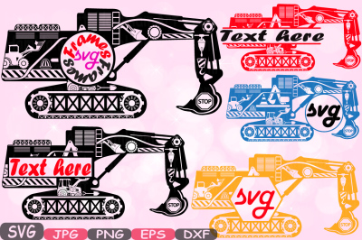 Digger Excavator Circle & Split Silhouette SVG file Cutting files Frame stickers builders WORK Construction Clipart Building Machine dxf -646S