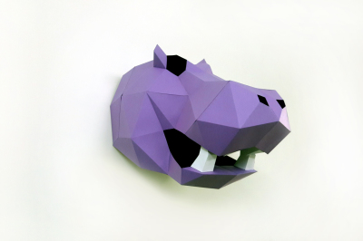 DIY Hippo Head trophy -3d papercrafts