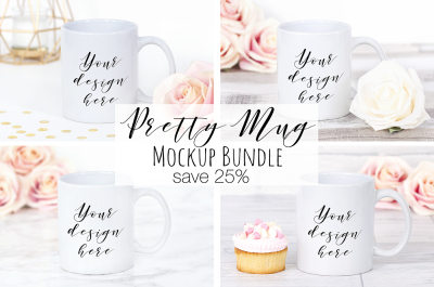 Pretty Mug Mockup Collection - Bundle of 4 Photographs