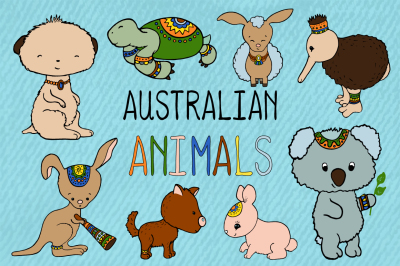 Cute Australian Animals Vector Clipart