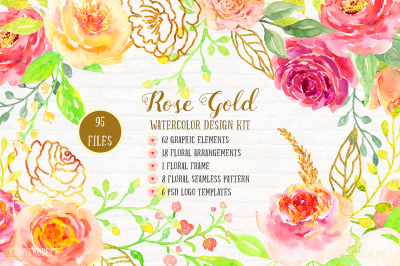 Watercolor design kit rose gold