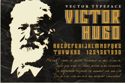 Victor Hugo - vector typeface with writer portrait