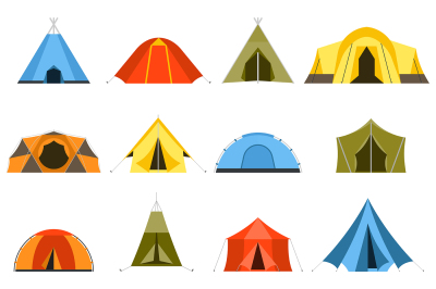 Hiking and Camping Tents Vector Set