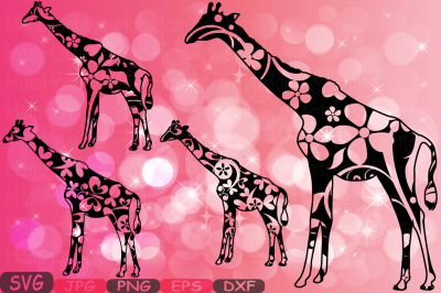 Giraffe Safari Mascot Monogram Circle Cutting Files SVG Silhouette school Clipart illustration Digital eps png dxf jpg Clip Art Vector -361s