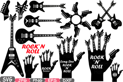 Rock 'n' Roll Music Cutting files SVG clipart Silhouette Welcome Long live rock and roll Heavy Metal Vinyl eps png dxf jpg Vector -359s