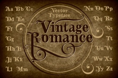 Vintage Romance - handcrafted elegance font - vector typeface