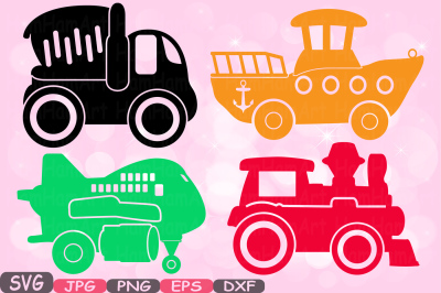 Toys Machine Silhouette SVG file Cutting files Dump Trucks wooden toy cars airplane boat train stickers school Clipart dxf cricut -644S